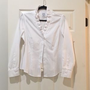 Brooks Brothers Fitted Non Iron Ruffled Blouse